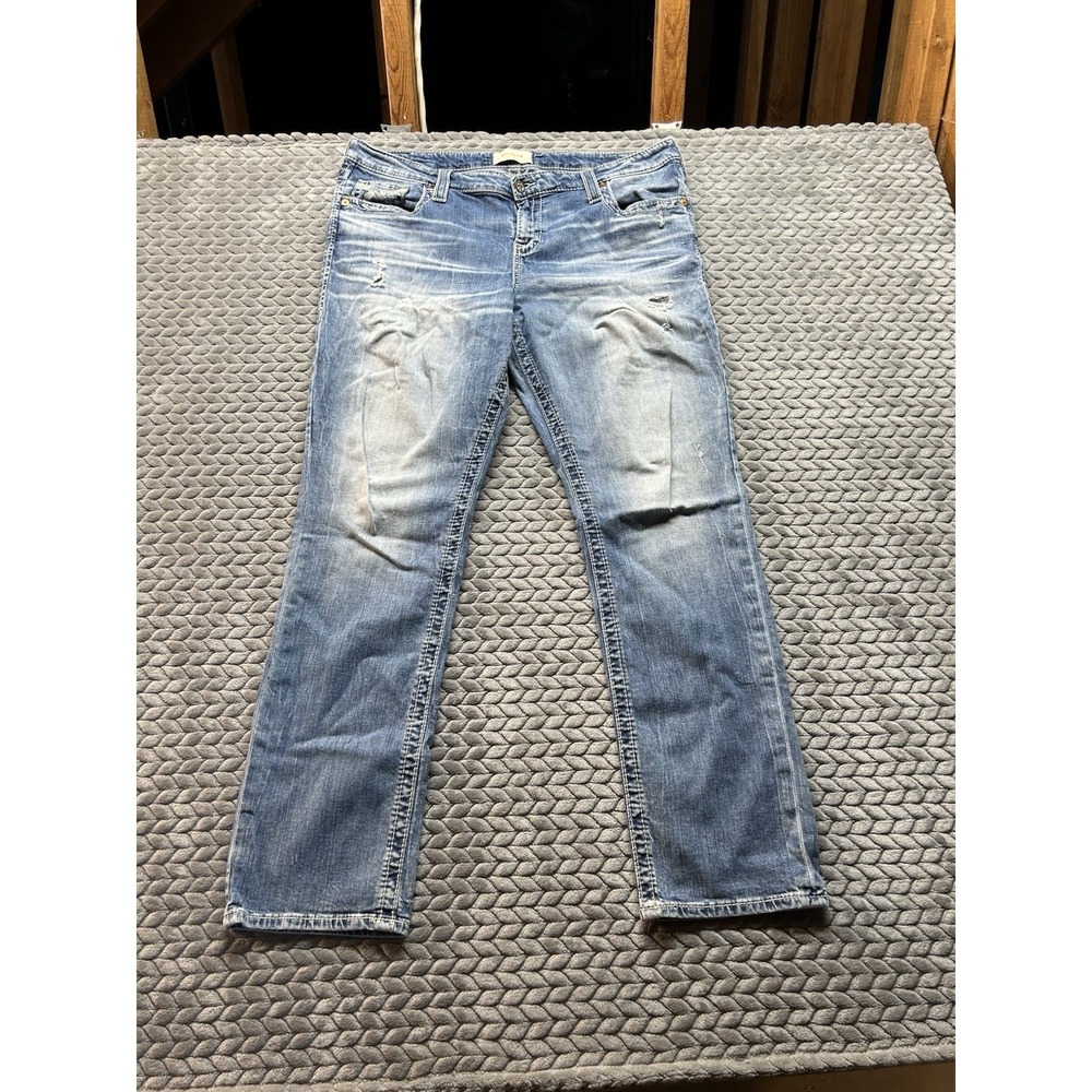 Big Star Maddie Jeans Womens 36R Bootcut Stretch Distressed Y2K Blue Denim